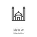 mosque icon vector from urban building collection. Thin line mosque outline icon vector illustration. Linear symbol for use on web Royalty Free Stock Photo