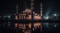 A Mosque Illuminated During Ramadan Nights. A Mosque Illuminated in the Dark