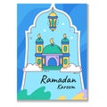 Mosque Illustration with Flat Design of RamadanGreeting Card