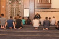 A mosque Imam preacher gives a lecture on the prophetic biography and the prophet practices and Sunnah