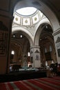 Mosque interior with calligraphy of name of Allah