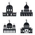 Mosque islam icons set, simple style