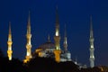 Mosque in Istanbul, Turkey. Turkish city minarets at night