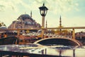 The mosque and its reflection on the table in the restaurant, Istanbul, Turkey Royalty Free Stock Photo