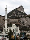 Rock of Gibraltar and Ibrahim-al-Ibrahim Mosque Royalty Free Stock Photo