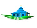 Mosque and leaf emblem, flat design