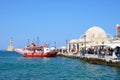 Mosque and lighthouse, Chania. Royalty Free Stock Photo