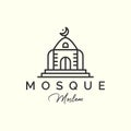 mosque line art style logo icon template design. moslem ,islam, vector illustration
