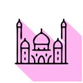 Mosque line icon, vector pictogram of muslim minaret building