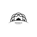 Mosque logo icon inspiration with mandala ornaments. black and white texture. simple and unique logos. for corporate symbols and