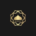 Mosque logo inspiration with mandala ornaments. gold texture on black background. simple, unique, luxurious and elegant logos. for