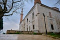 Mosque made of marble stones and magnificent gravures on its wall. Royalty Free Stock Photo