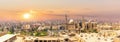 Mosque-Madrassa of Sultan Hassan in the sunset panorama of Cairo, Egypt Royalty Free Stock Photo