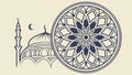 Mosque with Mandala Pattern Ã¢â¬\' Islamic Art Vector Illustration, vector design Generative AI Royalty Free Stock Photo