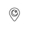 Mosque map pointer line icon