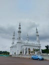 mosque or masjid At Thohir. Located in podomoro golf view cimanggis, depok, west java, Indonesia. Beautiful white mosque. Royalty Free Stock Photo