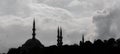 Mosque, minaret, dome silhouette islam background