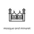 Mosque and Minaret icon. Trendy modern flat linear vector Mosque