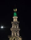 Mosque minaret illuminated at night in Dhaka Royalty Free Stock Photo