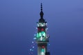 Mosque minaret with lighting in ramadan in cairo in egypt Royalty Free Stock Photo