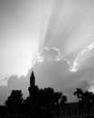 Mosque with minaret and rays of light Royalty Free Stock Photo