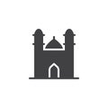Mosque with minaret towers icon vector
