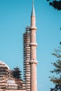 Mosque minarets under repair in Edirne.