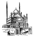 Mosque Mohammed Ali vintage illustration