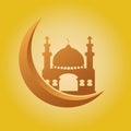 Mosque and moon flat design