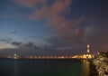 Mosque at Muharraq corniche durning evening hours Royalty Free Stock Photo