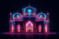 Mosque with neon effect. Ramadan.