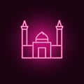 mosque neon icon. Elements of Religion set. Simple icon for websites, web design, mobile app, info graphics
