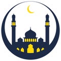 Mosque and new moon ramadan themed banner