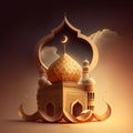 magic lamp on a mosque magic lamp on the wall mosque in the night Royalty Free Stock Photo