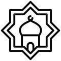 Mosque in octagram icon, ramadan festival related vector