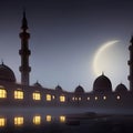 Mosque and one minaret at the night