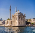 Mosque of Ortakoy. Ortakoy Mosque at the bridge in the Bosphorus in Istanbul. Istanbul. Turkey Royalty Free Stock Photo