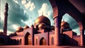 Mosque for Ramadan Kareem Eid Greetings for Muslim Festival Islamic Culture Ramzaan Generative AI