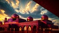 Mosque for Ramadan Kareem Eid Greetings for Muslim Festival Islamic Culture Ramzaan Generative AI