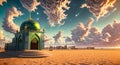 Mosque for Ramadan Kareem Eid Greetings for Muslim Festival Islamic Culture Ramzaan Generative AI