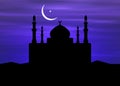 Mosque & Ramadan Moon Royalty Free Stock Photo