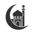 Mosque with ramadan moon glyph icon