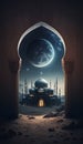 Mosque Ramadan Vibe Cinematic Scene Background With Generative AI Technology