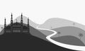 Mosque and the road in the desert vector design Royalty Free Stock Photo