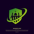 Mosque with Shield logo design concept.Religion Islamic logo template vector. Icon symbol