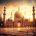 The mosque shines magnificently under the evening sky Royalty Free Stock Photo