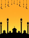 Mosque silhouette Islamic celebration banner