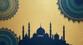 Mosque Silhouette with Islamic Pattern Background for Ramadan and Eid Royalty Free Stock Photo