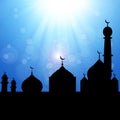 Mosque Silhouette with Sunburst Royalty Free Stock Photo