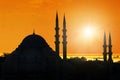 Mosque silhouette during sunset Royalty Free Stock Photo
